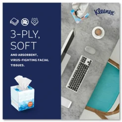 Kleenex Anti-Viral 3-Ply Facial Tissue, White, 68 Sheets Per Box, Carton Of 12