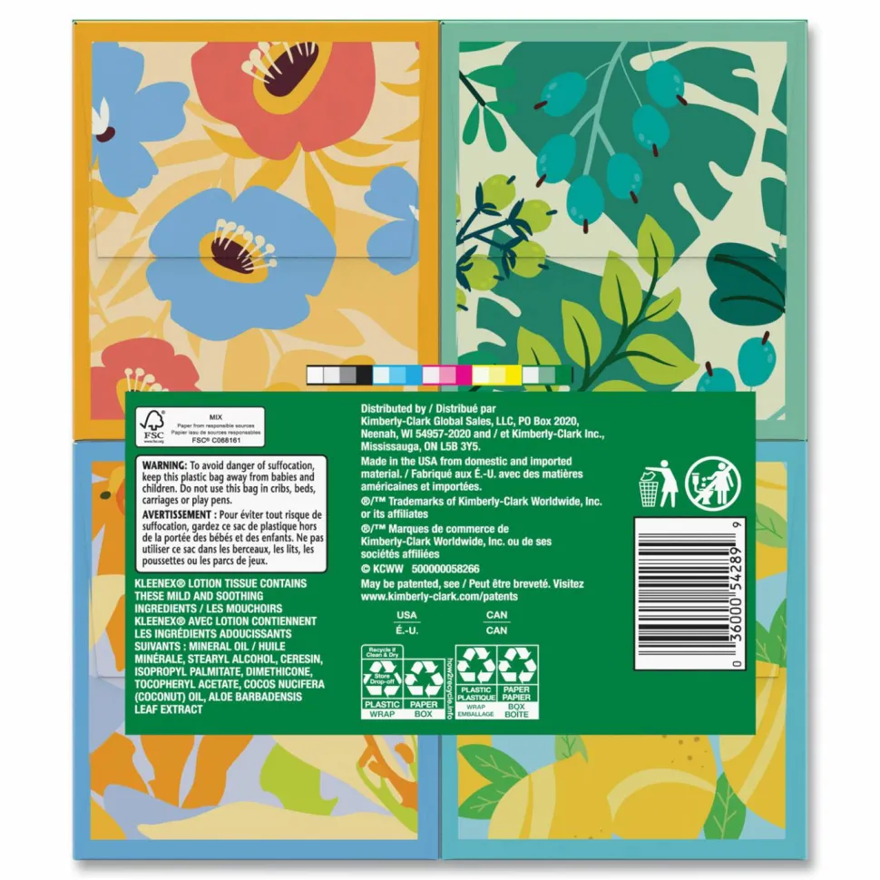 Kleenex Lotion Facial Tissue, 3-Ply, White, 60 Sheets/Box, 4 Boxes/Pack, 8 Packs/Carton