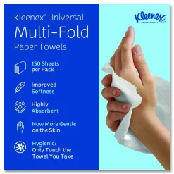 Kleenex Multifold Paper Towels (01890), White, 16 Packs / Case, 150 Tri Fold Paper Towels / Pack, 2,400 Towels / Case