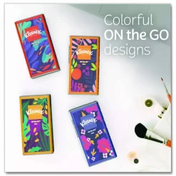 Kleenex On The Go Packs Facial Tissues, 3-Ply, White, 10 Sheets/Pouch, 16 Pouches/Pack, 6 Packs/Carton