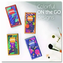 Kleenex On The Go Packs Facial Tissues, 3-Ply, White, 10 Sheets/Pouch, 8 Pouches/Pack, 12 Packs/Carton