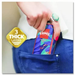Kleenex On The Go Packs Facial Tissues, 3-Ply, White, 10 Sheets/Pouch, 8 Pouches/Pack, 12 Packs/Carton