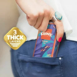 Kleenex On The Go Packs Facial Tissues, 3-Ply, White, 10 Sheets/Pouch, 8 Pouches/Pack, 12 Packs/Carton
