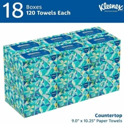 Kleenex1-Ply Hand Towels in a Pop-Up Box, 120 Sheets Per Box, Pack Of 18 Boxes