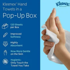 Kleenex1-Ply Hand Towels in a Pop-Up Box, 120 Sheets Per Box, Pack Of 18 Boxes