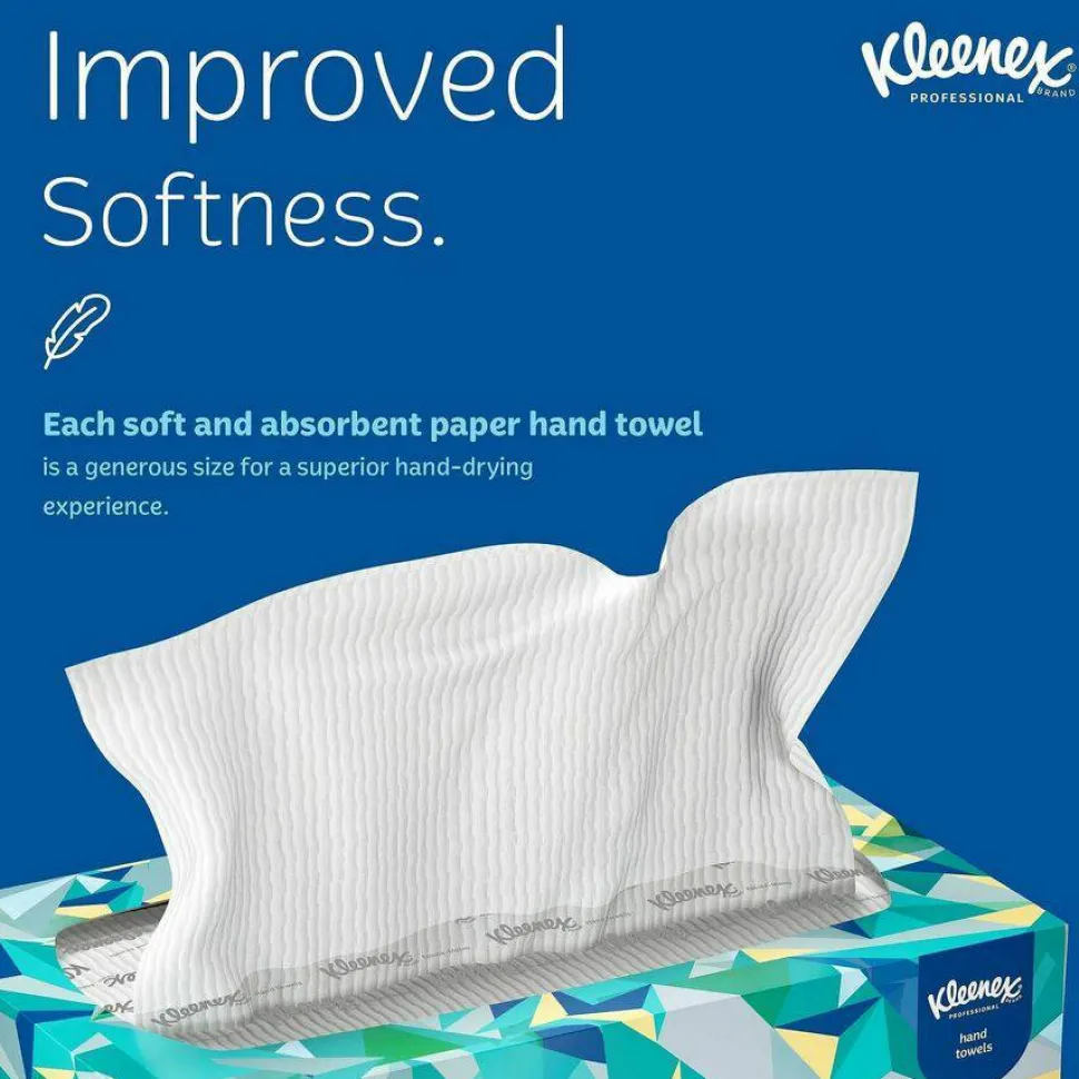 Kleenex1-Ply Hand Towels in a Pop-Up Box, 120 Sheets Per Box, Pack Of 18 Boxes