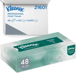 Kleenex Professional Naturals Facial Tissue, 2-Ply, White, Flat Facial Tissue Boxes for Business, 125 Sheets Per Box, Case of 48 Boxes
