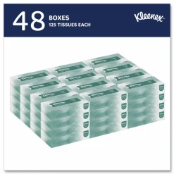 Kleenex Professional Naturals Facial Tissue, 2-Ply, White, Flat Facial Tissue Boxes for Business, 125 Sheets Per Box, Case of 48 Boxes