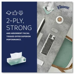 Kleenex Professional Naturals Facial Tissue, 2-Ply, White, Flat Facial Tissue Boxes for Business, 125 Sheets Per Box, Case of 48 Boxes