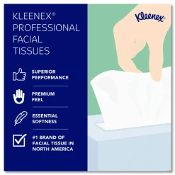 Kleenex Professional Naturals Facial Tissue, 2-Ply, White, Flat Facial Tissue Boxes for Business, 125 Sheets Per Box, Case of 48 Boxes