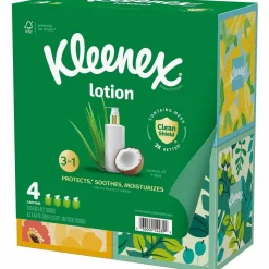 Kleenex Soothing Lotion 3-Ply Tissues, White, 60 Tissues Per Box, Case Of 4 Boxes