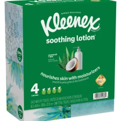 Kleenex Soothing Lotion 3-Ply Tissues, White, 60 Tissues Per Box, Case Of 4 Boxes