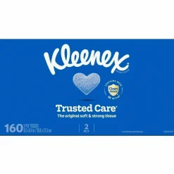Kleenex Trusted Care Facial Tissue, 2-Ply, White, 160 Sheets/Box, 3 Boxes/Pack, 12 Packs/Carton
