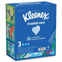 Kleenex Trusted Care Facial Tissue, 2-Ply, White, 160 Sheets/Box, 3 Boxes/Pack, 12 Packs/Carton