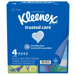 Kleenex Trusted Care 2-Ply Facial Tissues, White, 70 Tissues Per Box, Pack Of 4