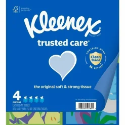 Kleenex Trusted Care 2-Ply Facial Tissues, White, 70 Tissues Per Box, Pack Of 4