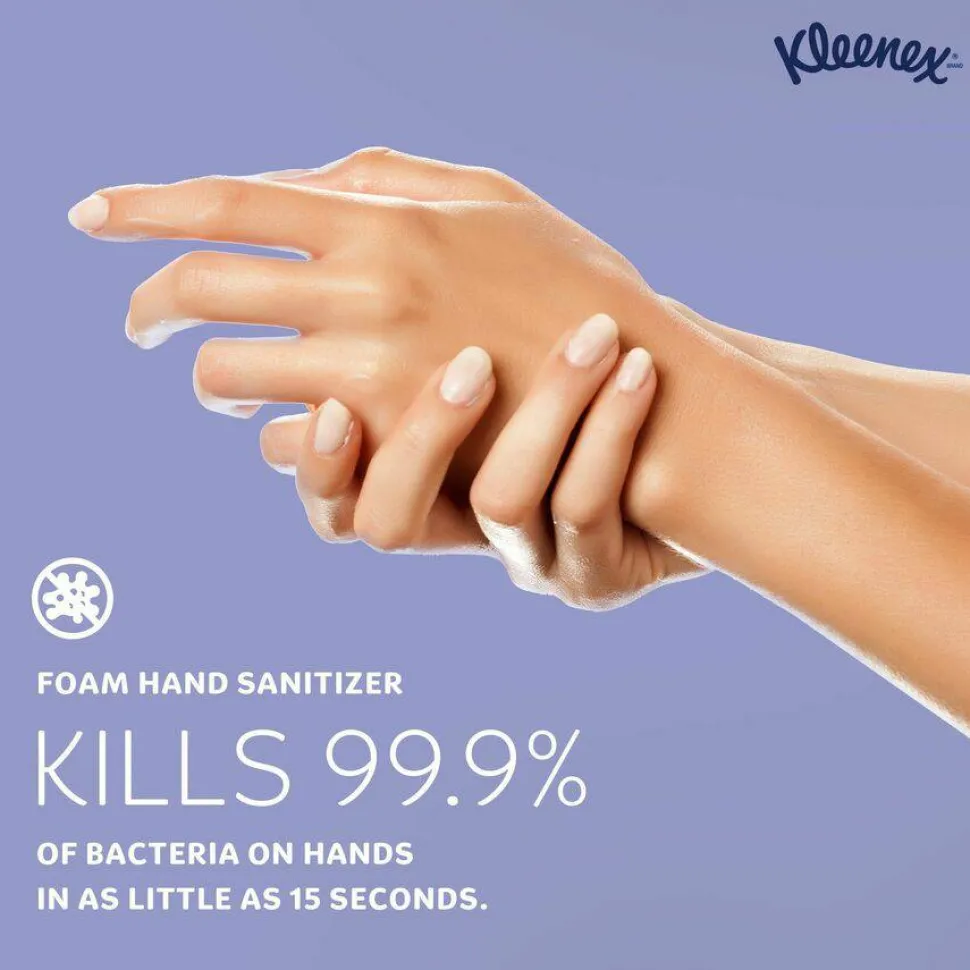 Kleenex Ultra Moisturizing Foam Hand Sanitizer, 1,200 mL Cassette, Unscented, 2/Carton