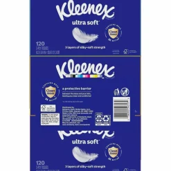 Kleenex Ultra Soft Facial Tissue, 3-Ply, White, 120/Box, 6 Boxes/Pack, 4 Packs/Carton