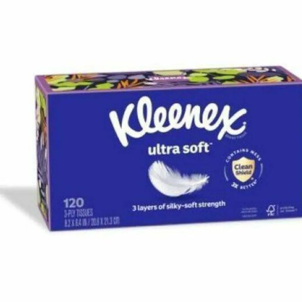 Kleenex Ultra Soft Facial Tissue, 3-Ply, White, 120/Box, 6 Boxes/Pack, 4 Packs/Carton
