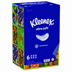 Kleenex Ultra Soft Facial Tissue, 3-Ply, White, 120/Box, 6 Boxes/Pack, 4 Packs/Carton