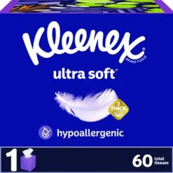 Kleenex Ultra Soft Facial Tissue, 3-Ply, White, 60 Sheets/Box, 18 Boxes/Carton