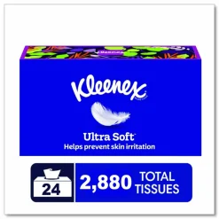 Kleenex Ultra Soft Facial Tissue, 3-Ply, White, 120 Sheets/Box, 6 Boxes/Pack, 4 Packs/Carton