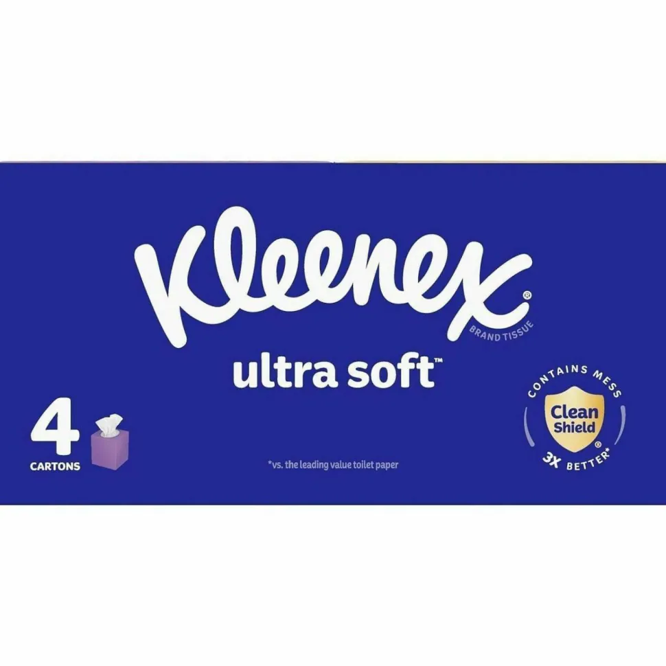 Kleenex Ultra Soft Facial Tissue, 3-Ply, White, 60 Sheets/Box, 4 Boxes/Pack, 3 Packs/Carton