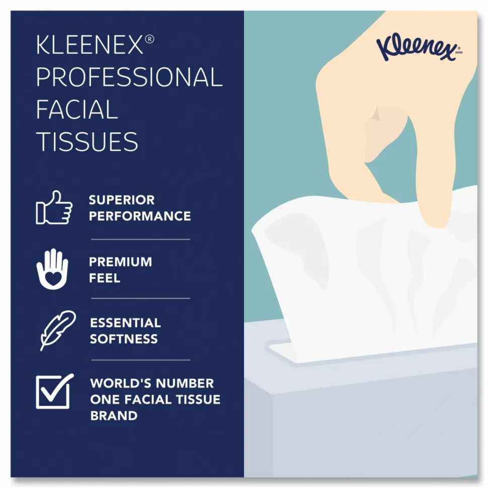 Kleenex White Facial Tissue for Business, Pop-Up Box, 2-Ply, 100 Sheets/Box