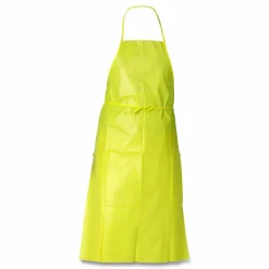 KleenGuard A70 Chemical Spray Protection Aprons, Polyethylene-Coated Fabric, One Size Fits Most, Yellow, 100/Carton