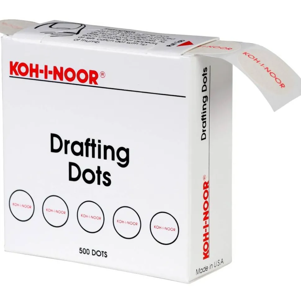 Koh-I-Noor Drafting Dots - Paper - Self-adhesive, Removable, Residue-free - Dispenser Included - 1 / Box - White