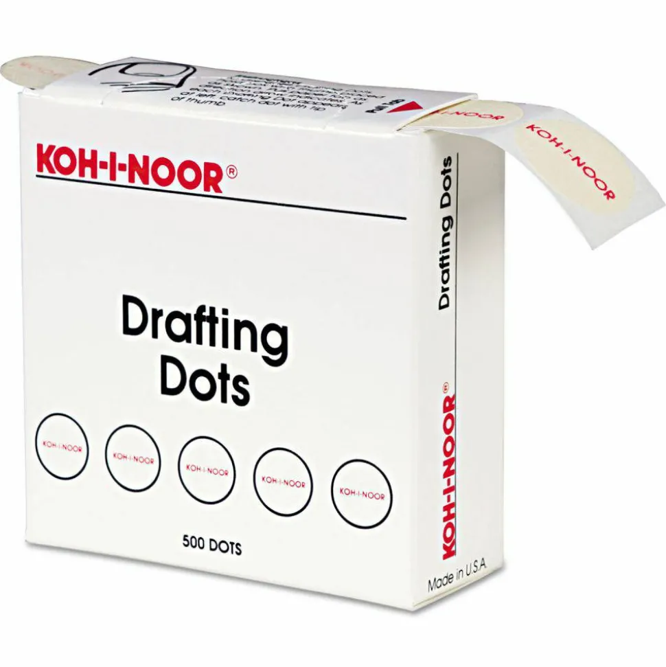 Koh-I-Noor Drafting Dots - Paper - Self-adhesive, Removable, Residue-free - Dispenser Included - 1 / Box - White