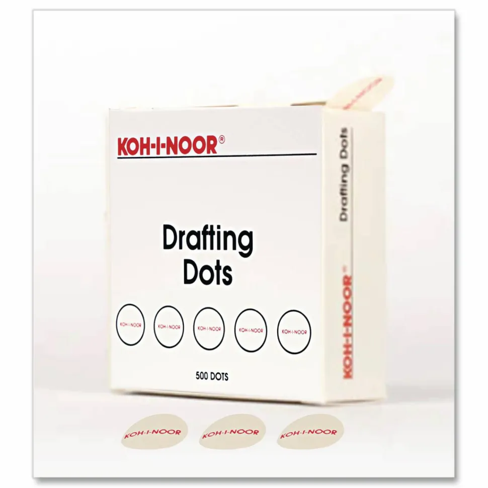 Koh-I-Noor Drafting Dots - Paper - Self-adhesive, Removable, Residue-free - Dispenser Included - 1 / Box - White