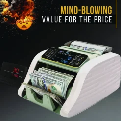 Kolibri KBR-500 Mixed Denomination Bill Counter, 1,200 bills/min, 9.2" x 14.3" x 13", Light Gray/Black