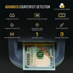 Kolibri KCD-1000 Counterfeit Detector for USD, 10 Detection Methods, 5.1