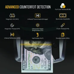 Kolibri KCD-2000 Counterfeit Detector for USD, 10 Detection Methods, 5