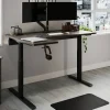 Koru Electric 59"W L-Shaped Height-Adjustable Standing Desk with Integrated Power & Charging, Espresso Oak