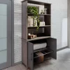 Koru 72"H 3-Shelf Bookcase With Printer Shelf & File Storage, Two-Tone Slate/Gray Oak, BIFMA Compliant