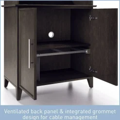 Koru 72"H 3-Shelf Bookcase With Printer Shelf & File Storage, Espresso Oak