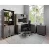Koru 60"W Hutch For Koru L-Shaped Or Straight Computer Desks, Two-Tone Slate/Gray Oak
