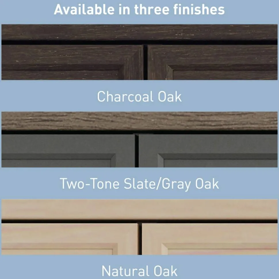 Koru 60"W L-Shaped Corner Computer Desk With Integrated Power & Charging, Two-Tone Slate/Gray Oak, BIFMA Compliant