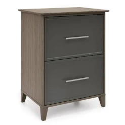 Koru 23-1/2"W x 17-1/2"D Lateral 2-Drawer File Cabinet, Two-Tone Slate/Gray Oak, BIFMA Compliant