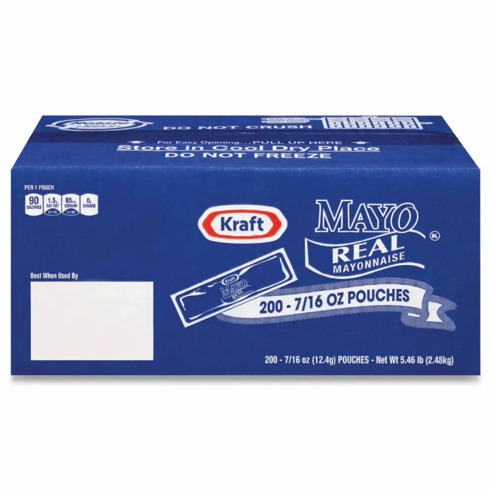Kraft Mayo Real Mayonnaise, 0.44 oz Packet, 200/Box