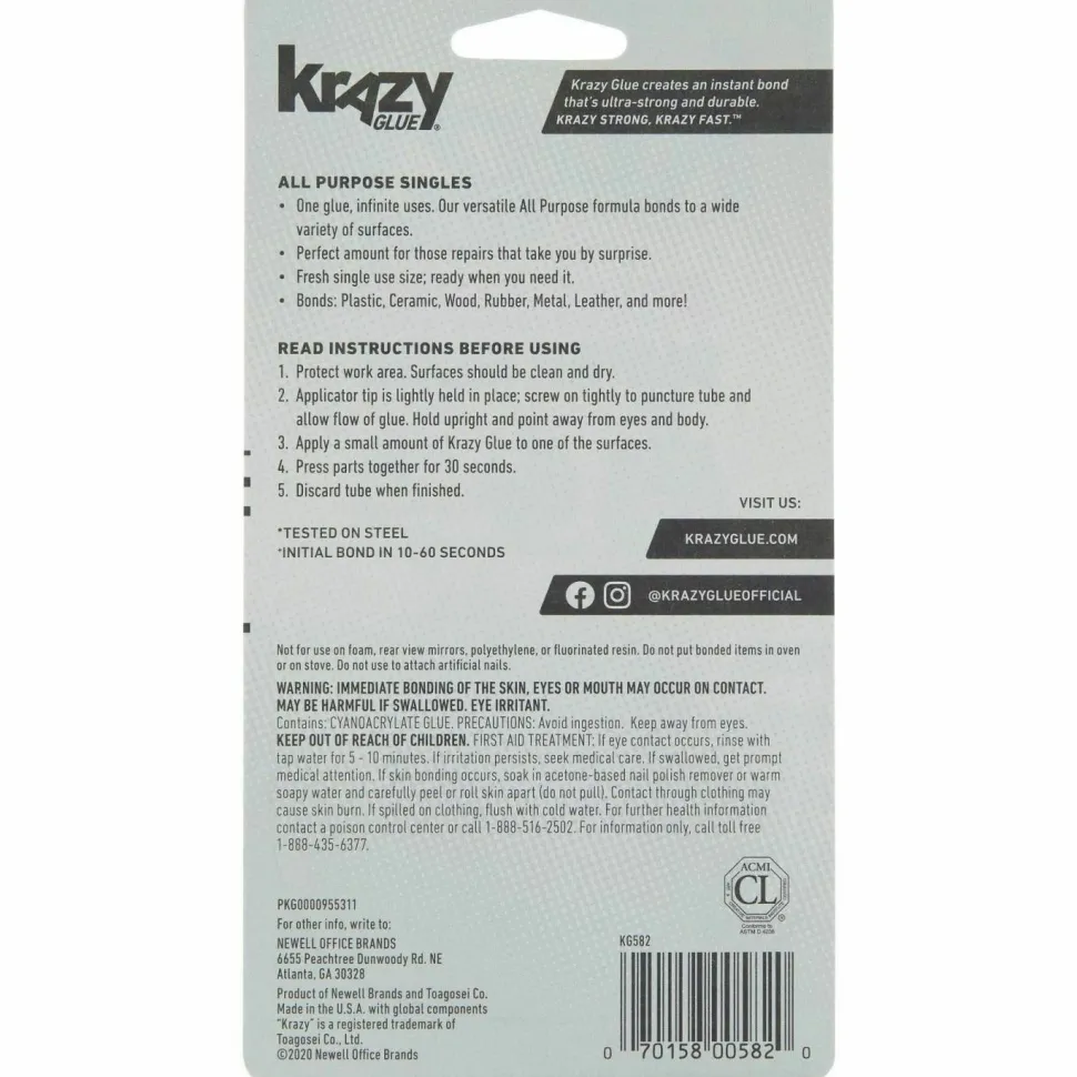 Krazy Glue Single-Use Tubes