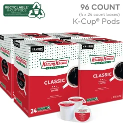 Krispy Kreme Classic Coffee Keurig Single Serve K-Cup Pods, Medium Roast, 24 Pods Per Pack, Case Of 4 Packs