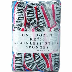 Kurly Kate Stainless Steel Scrubbers, Large, 4 x 4, Steel Gray, 12 Scrubbers/Pack, 6 Packs/Carton