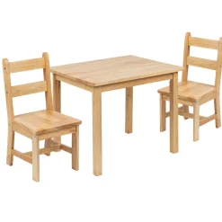 Kyndl Kids Solid Hardwood Table and Chair Set for Playroom, Bedroom, Kitchen - 3 Piece Set - Natural