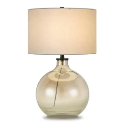Laelia 24.75" Tall Table Lamp with Fabric Shade in Gold Luster Glass/White