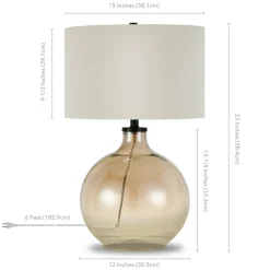 Laelia 24.75" Tall Table Lamp with Fabric Shade in Gold Luster Glass/White