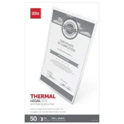 Laminating Pouches, Legal Size, 3 Mil, 9" x 14.5", Pack Of 50
