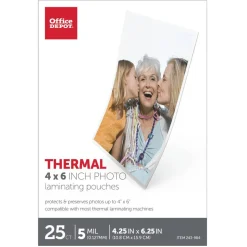 Laminating Pouches, Photo Size, 5 Mil, 4.25" x 6.25", Pack Of 25